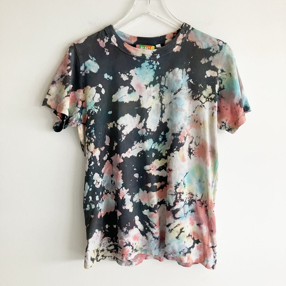 PLS READ Big Bud XS Tie Dye T Shirt Closed Eyes Smiley Face 100% Cotton